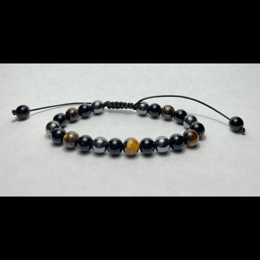 Triple Stone Tigers Eye Adjustable Bracelet